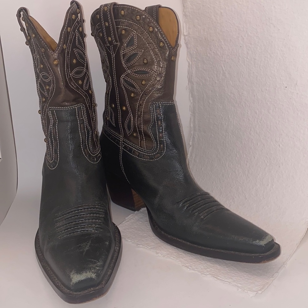 Cole Haan Black and Brown Heeled Boots